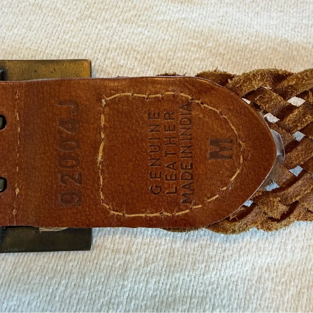 Braided Genuine Leather Belt Brown Wide‎ Woven Boho Size Medium